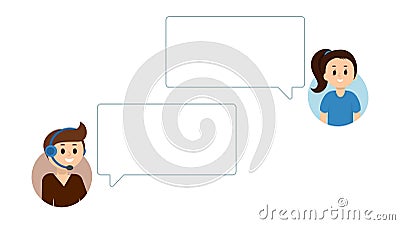 People having online chat, support service. Empty speech bubbles for your text. Vector illustration Vector Illustration