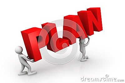 Two people lighting word plan Stock Photo