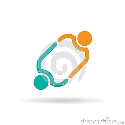 Two people logo linked Vector Illustration