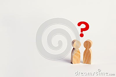 Two people are looking for an answer to a question, consultation, discussion, discussion. family psychotherapy, question between p Stock Photo
