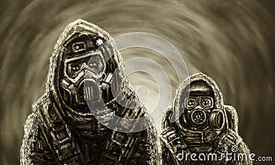 Two people in protective suits. Biological threat. Stock Photo