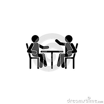 Two people, table, conversation icon. Simple glyph, flat vector of People talk icons for UI and UX, website or mobile application Stock Photo