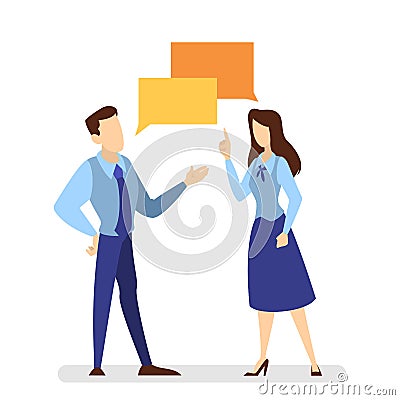 Two people talk to each other. Conversation Vector Illustration