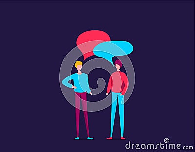 Two people talking vector, flat illustration Vector Illustration