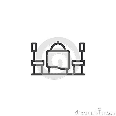 Two Person Served Table outline icon Vector Illustration