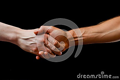 Two persons hand is shaking. Generative AI Stock Photo