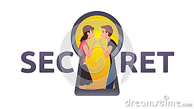 Two persons in keyhole showing shh hand Vector Illustration