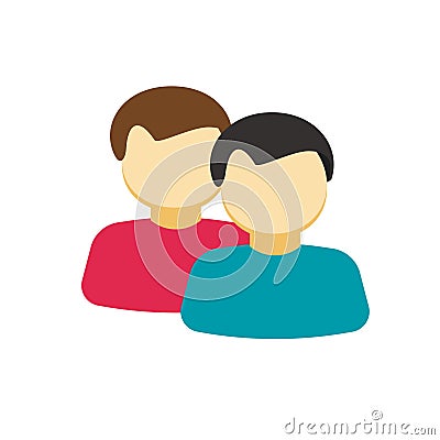 Two persons people sign as community group or team member identity vector icon, flat cartoon couple symbol, idea of Vector Illustration
