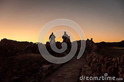 Two horse riders during sunrise Editorial Stock Photo