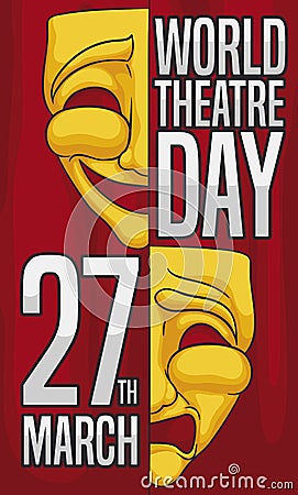 Two Pieces Mask to Celebrate World Theatre Day, Vector Illustration Vector Illustration