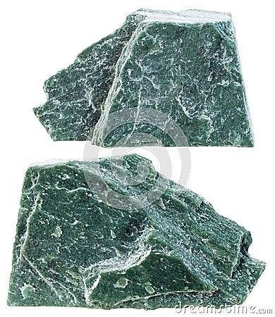 Two pieces of Phyllite mineral stone isolated Stock Photo