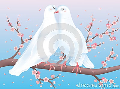 Two pigeons. Vector Illustration