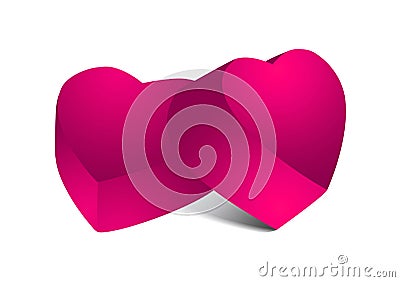 Two pink chocolate hearts Stock Photo