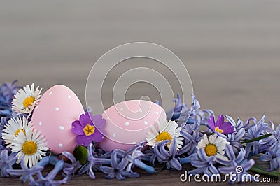 Two pink Easter eggs Stock Photo