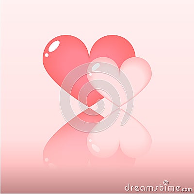 Two pink heart Vector Illustration