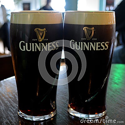 Two pints of Guinness Dublin, Ireland Editorial Stock Photo