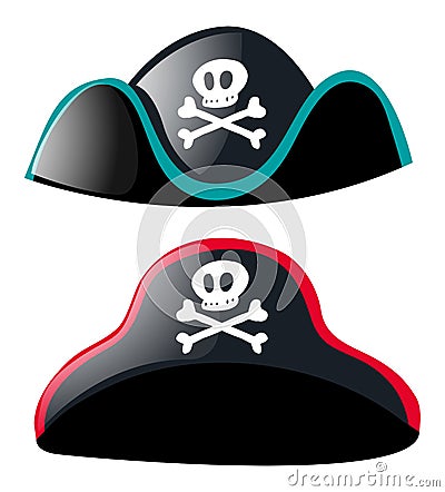 Two pirate hats on white background Vector Illustration