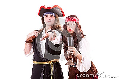 Two pirates on white background Stock Photo