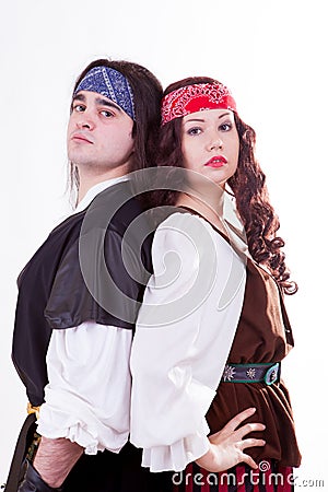 Two pirates on white background Stock Photo