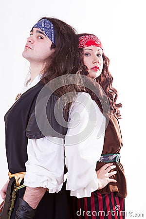 Two pirates on white background Stock Photo