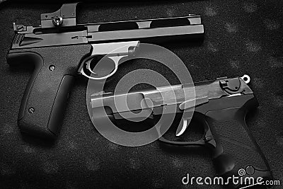 Two Pistols Handguns for Self Defense or Military Stock Photo