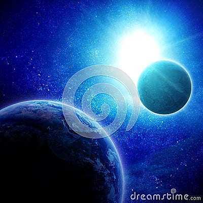 Two planets in space Stock Photo