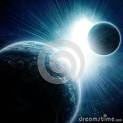 Two planets in space Stock Photo