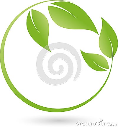 Two plants, leaves, wellness and naturopathic logo Stock Photo