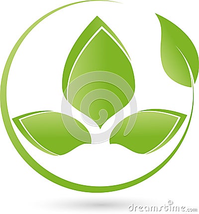 Two plants, leaves, wellness and naturopathic logo Stock Photo