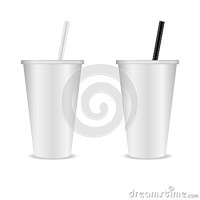 Two plastic clear cup with tubule - illustration Vector Illustration