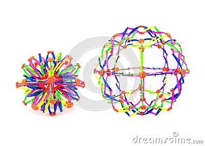 Two plastic stretch ball toy isolated on white background. Colorful stretch ball toy isolated Editorial Stock Photo