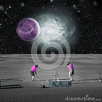 Modern design. Contemporary art collage. Concept of cosmos, outer space, imagination, inspiration Stock Photo