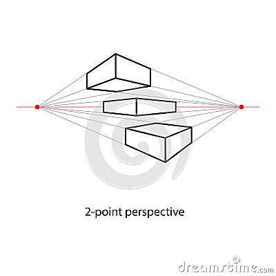 Two Point Perspective Line Drawing study art architecture Vector Illustration