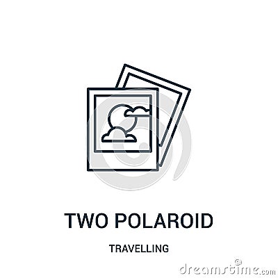 two polaroid icon vector from travelling collection. Thin line two polaroid outline icon vector illustration. Linear symbol Vector Illustration