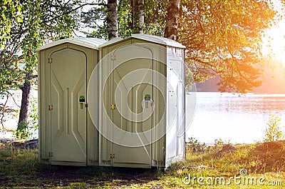 Two portable toilet Stock Photo