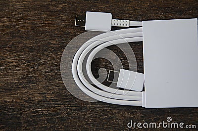 Two portables of universal serial bus type c in paper pack Stock Photo