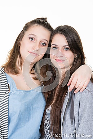 two pretty young woman in love sister family Stock Photo