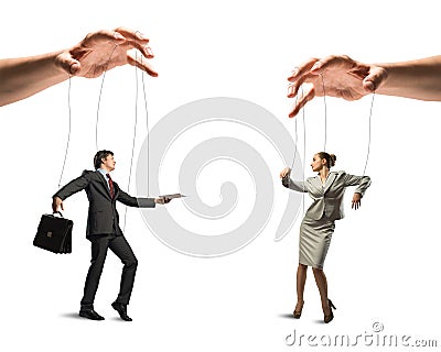 Two puppet businessman Stock Photo