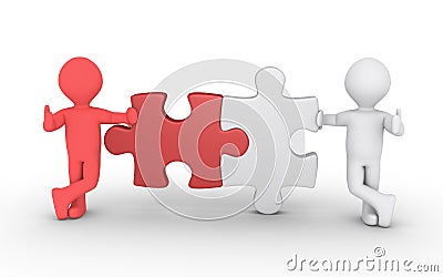 Two puzzle connection concept Stock Photo