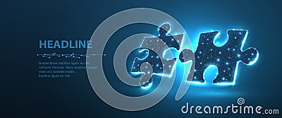 Two puzzles. Digital solution, successful collaboration, partners cooperate, implement merge, matching concept. Vector Illustration