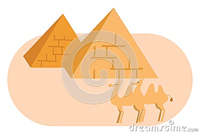 Two pyramides and two camels vector illustration Vector Illustration