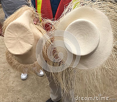 Two qualities of Panama hats made in Montecristi, Ecuador Stock Photo