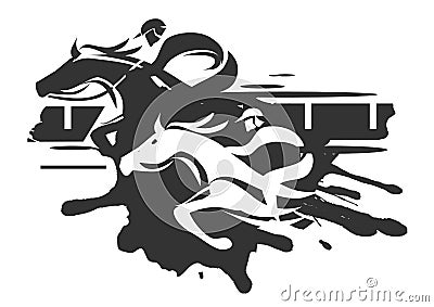 Two racing jockeys Vector Illustration