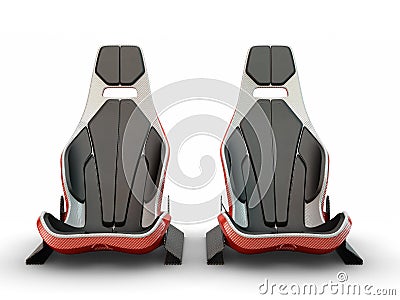 Two Racing leather carbon fiber seats Stock Photo