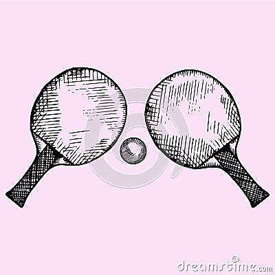 Two rackets and ball for playing table tennis or ping-pong Vector Illustration