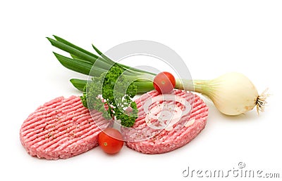 Two raw minced beef steak Stock Photo