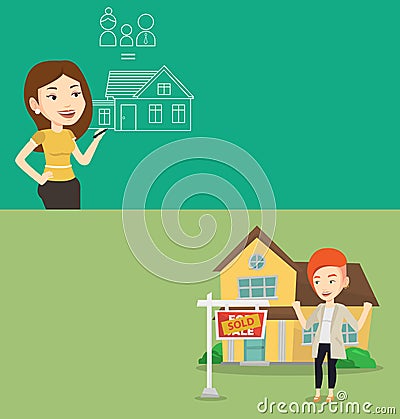 Two real estate banners with space for text. Vector Illustration