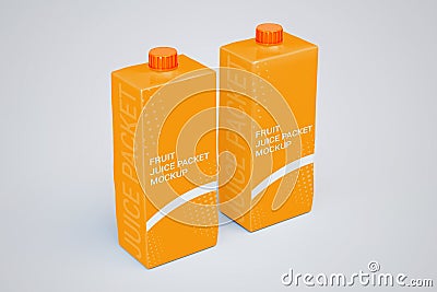 Two Realistic natural juice carton tetra pack mockup Stock Photo