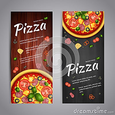 Two Realistic pizza vector flyer banners Vector Illustration