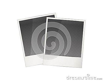 Two realistic polaroid photo frame with transparent place for image on white Stock Photo
